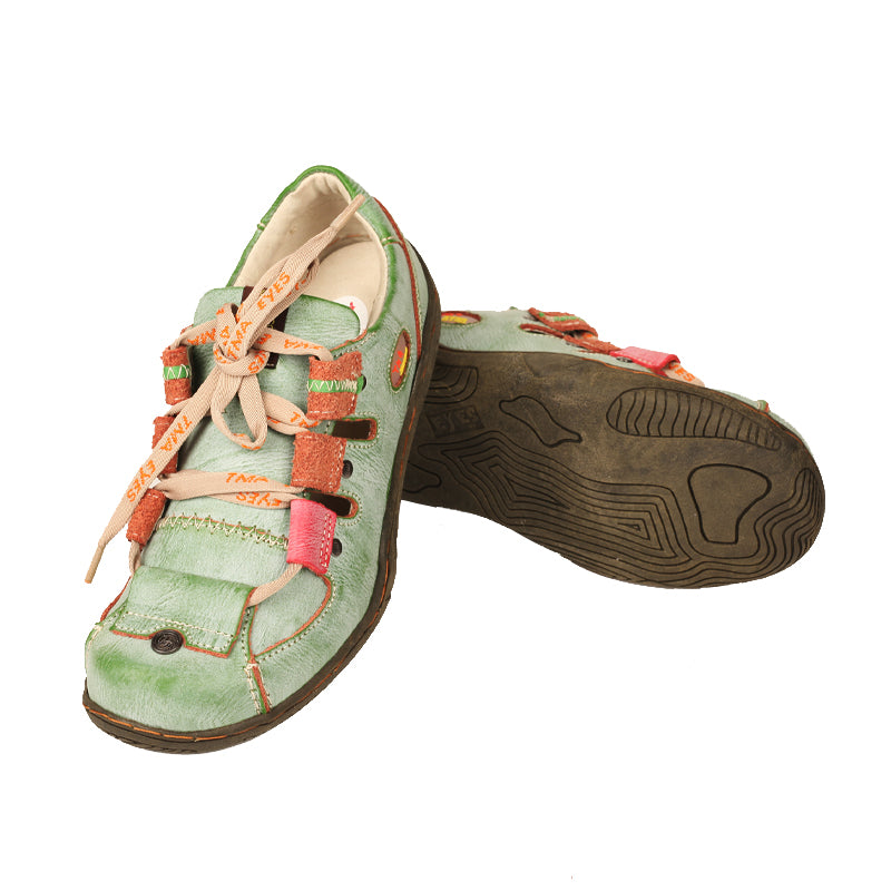 TMA EYES Women's Patchwork Leather Walking Sandal Shoes