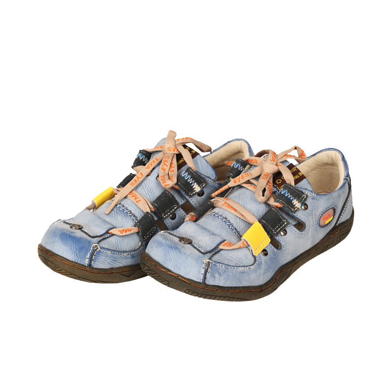 TMA EYES Women's Patchwork Leather Walking Sandal Shoes