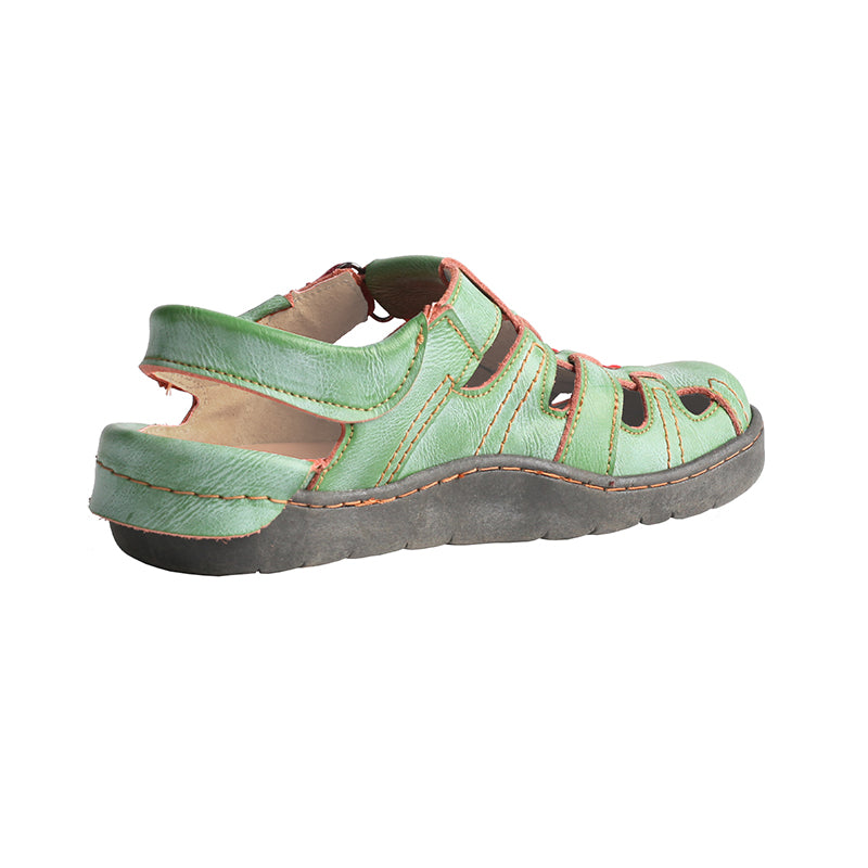 TMA EYES Women's Velcro Adjustable Round Toe Closed-Toe Leather Sandals