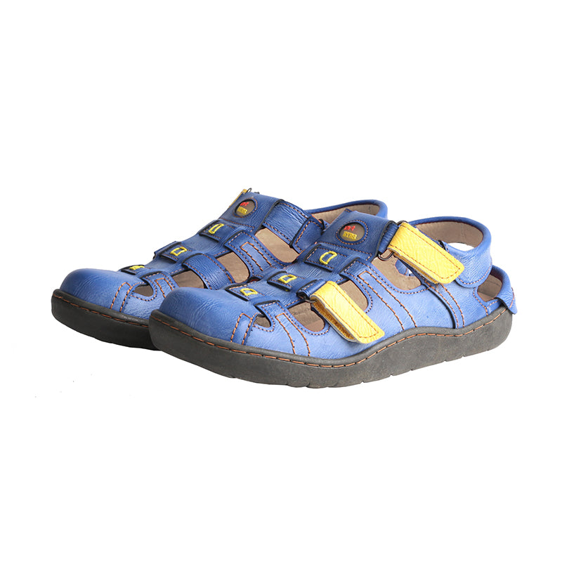 TMA EYES Women's Velcro Adjustable Round Toe Closed-Toe Leather Sandals