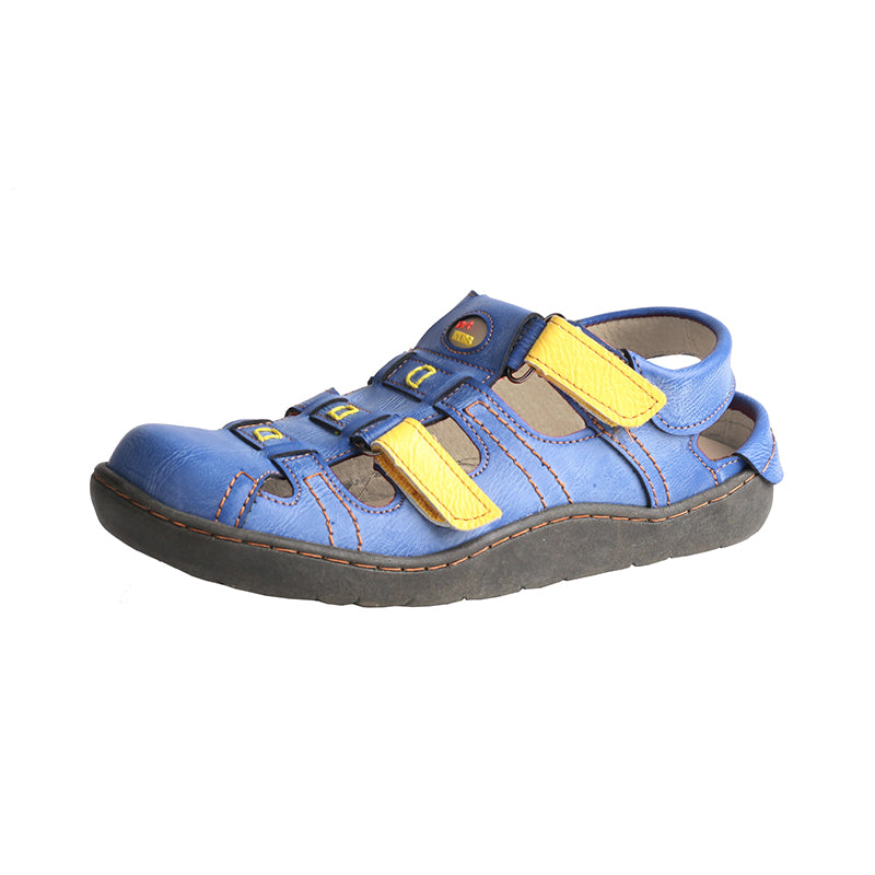TMA EYES Women's Velcro Adjustable Round Toe Closed-Toe Leather Sandals