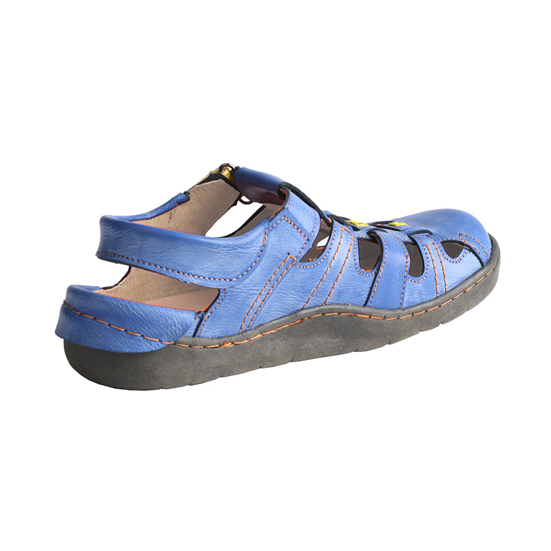 TMA EYES Women's Velcro Adjustable Round Toe Closed-Toe Leather Sandals