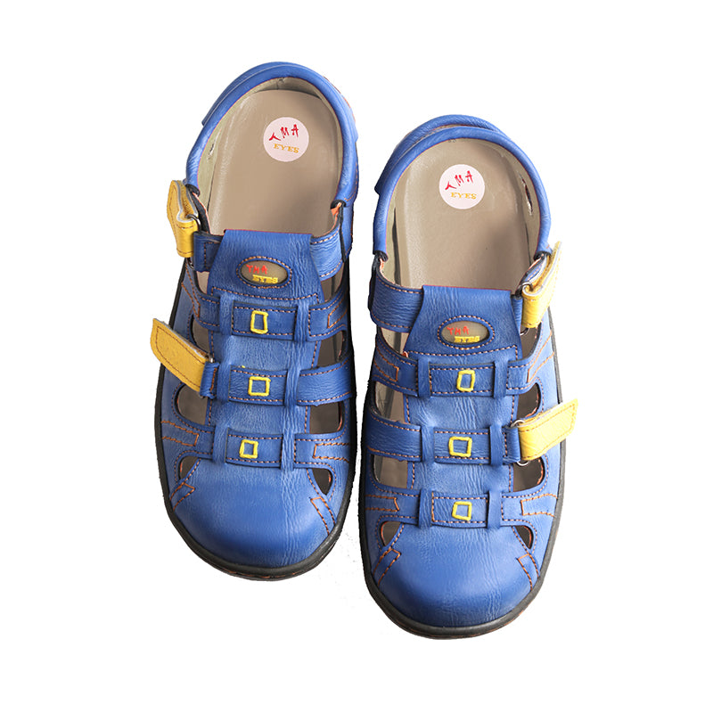 TMA EYES Women's Velcro Adjustable Round Toe Closed-Toe Leather Sandals