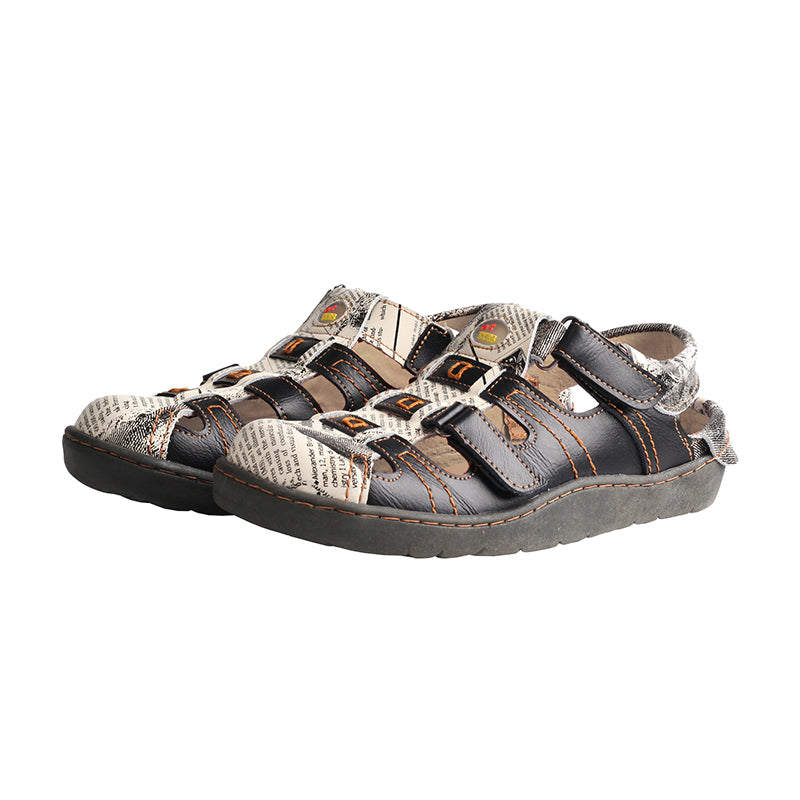 TMA EYES Women's Velcro Adjustable Round Toe Closed-Toe Leather Sandals