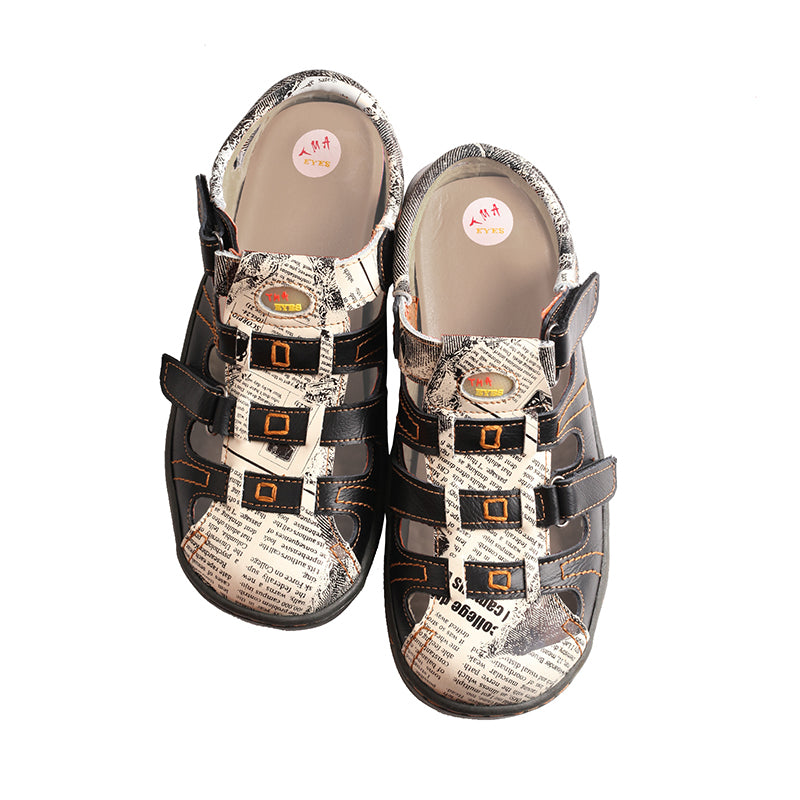 TMA EYES Women's Velcro Adjustable Round Toe Closed-Toe Leather Sandals