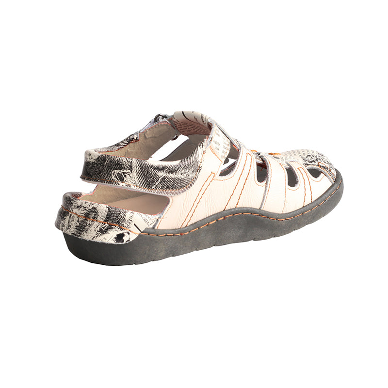 TMA EYES Women's Velcro Adjustable Round Toe Closed-Toe Leather Sandals