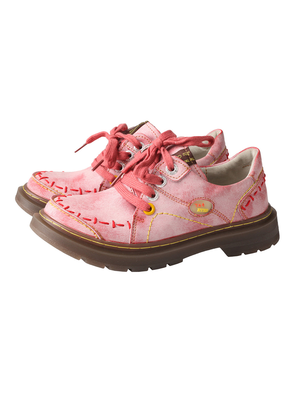TMA EYES Women's Casual Retro Lace Up Flat Shoes Anti Slip Comfortable Walking Shoes Red
