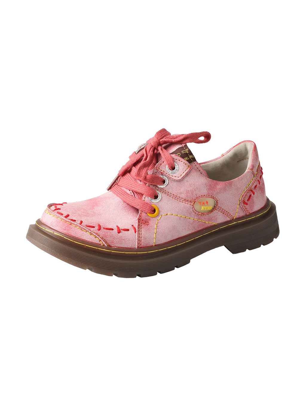 TMA EYES Women's Casual Retro Lace Up Flat Shoes Anti Slip Comfortable Walking Shoes Red