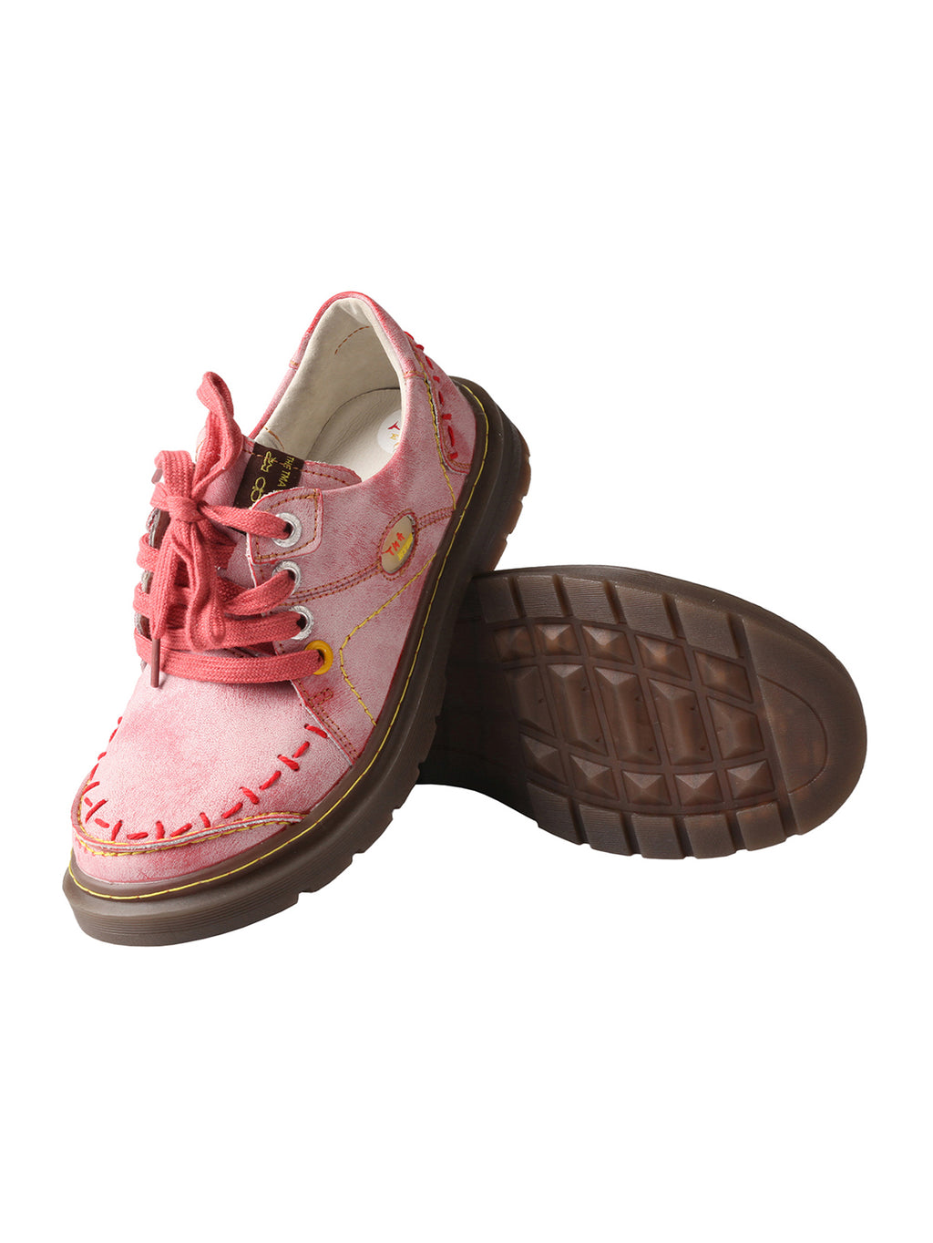 TMA EYES Women's Casual Retro Lace Up Flat Shoes Anti Slip Comfortable Walking Shoes Red