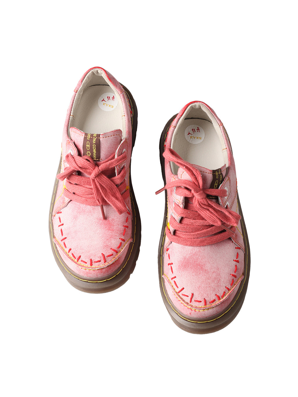 TMA EYES Women's Casual Retro Lace Up Flat Shoes Anti Slip Comfortable Walking Shoes Red