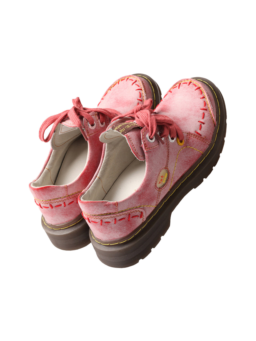 TMA EYES Women's Casual Retro Lace Up Flat Shoes Anti Slip Comfortable Walking Shoes Red