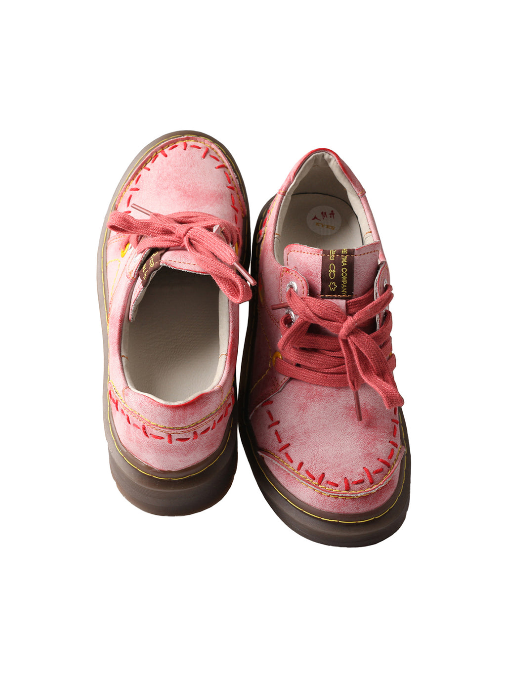 TMA EYES Women's Casual Retro Lace Up Flat Shoes Anti Slip Comfortable Walking Shoes Red