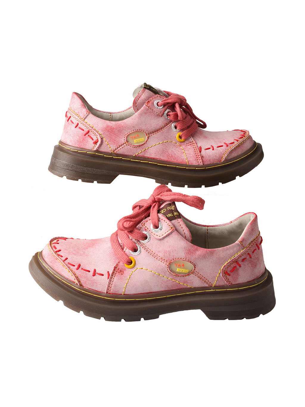 TMA EYES Women's Casual Retro Lace Up Flat Shoes Anti Slip Comfortable Walking Shoes Red