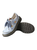 TMA EYES Women's Retro Lace Up Flat Shoes Comfortable Anti Slip Walking Casual Shoes Blue