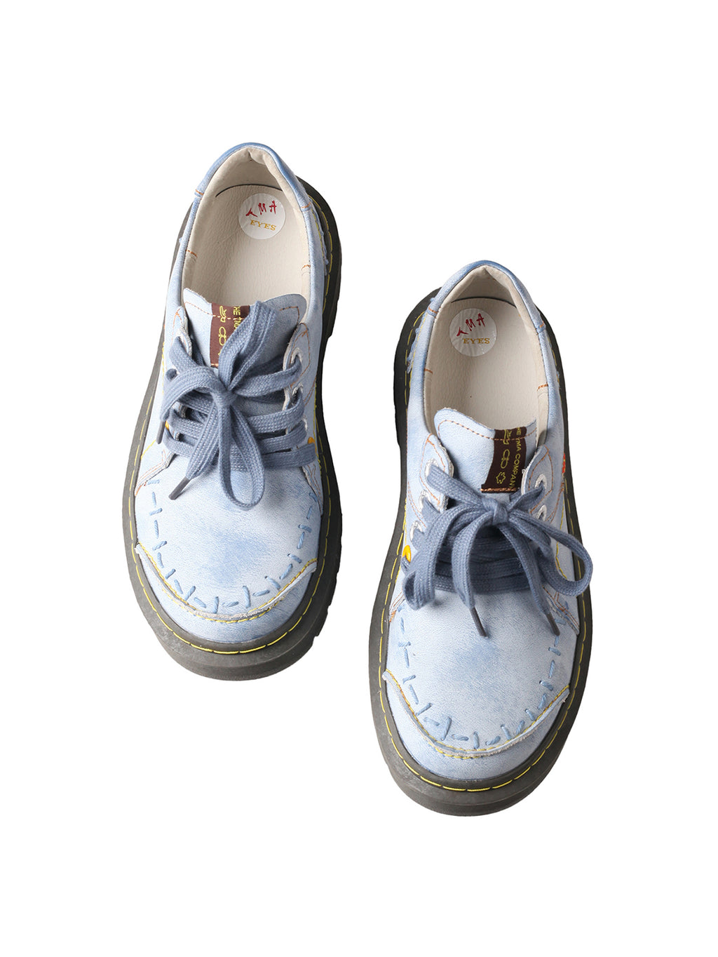 TMA EYES Women's Retro Lace Up Flat Shoes Comfortable Anti Slip Walking Casual Shoes Blue