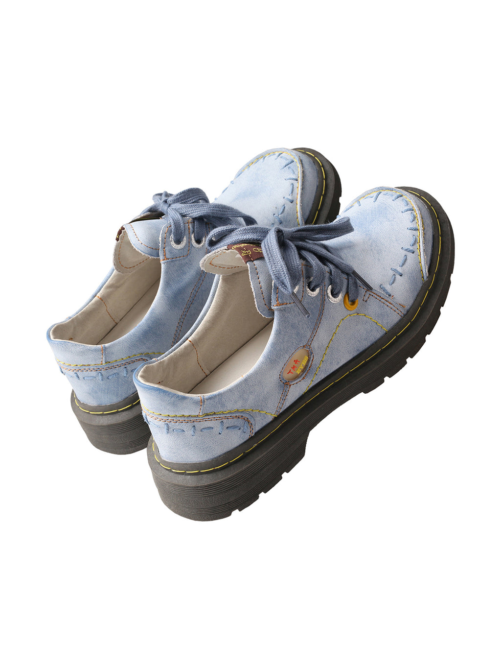 TMA EYES Women's Retro Lace Up Flat Shoes Comfortable Anti Slip Walking Casual Shoes Blue