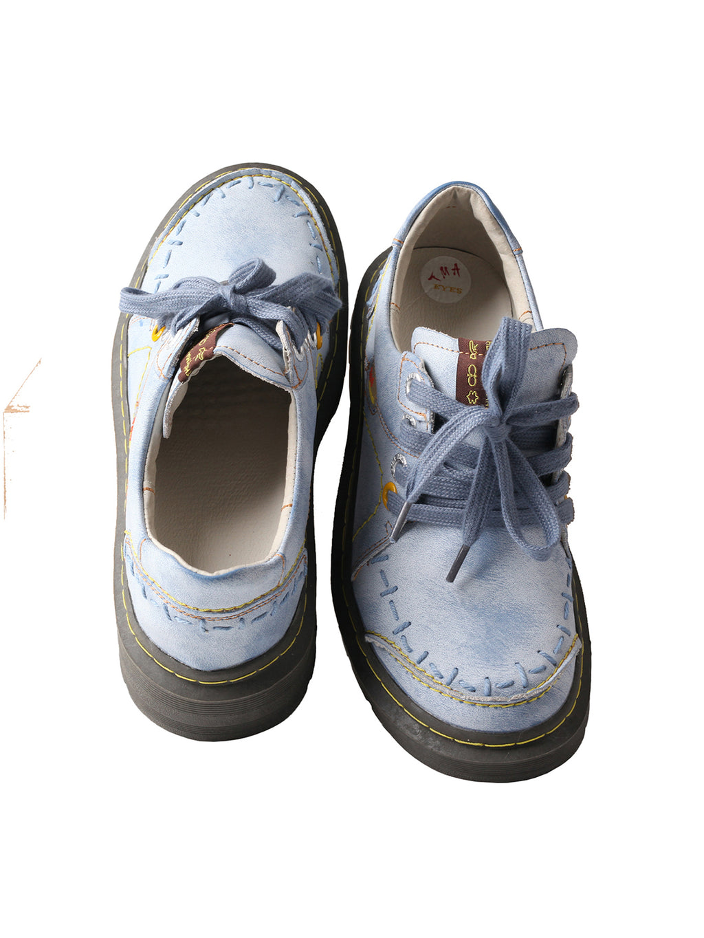 TMA EYES Women's Retro Lace Up Flat Shoes Comfortable Anti Slip Walking Casual Shoes Blue