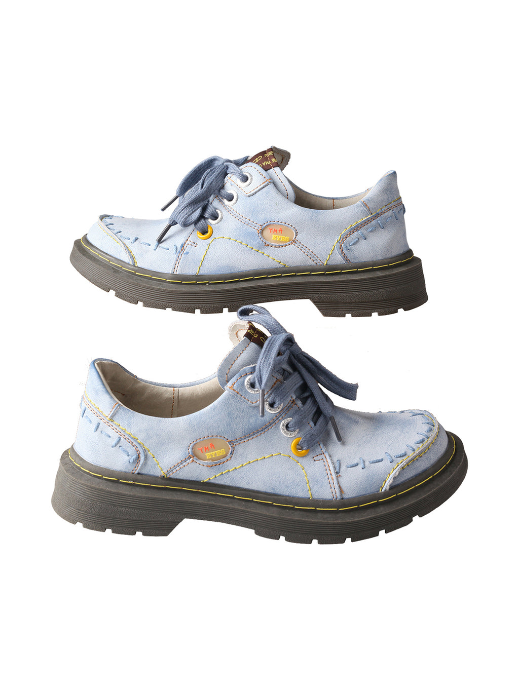 TMA EYES Women's Retro Lace Up Flat Shoes Comfortable Anti Slip Walking Casual Shoes Blue