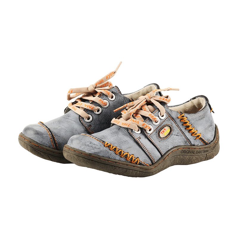 TMA EYES Women Leather Handstitched Walking Shoes Casual Sneakers for Travel Work