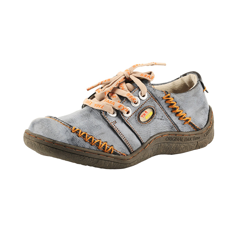 TMA EYES Women Leather Handstitched Walking Shoes Casual Sneakers for Travel Work