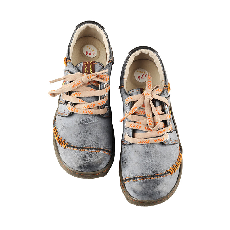 TMA EYES Women Leather Handstitched Walking Shoes Casual Sneakers for Travel Work