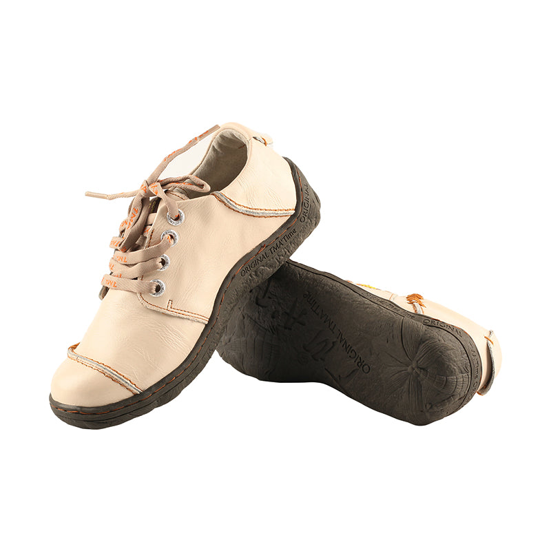 TMA EYES Women Leather Handstitched Walking Shoes Casual Sneakers for Travel Work