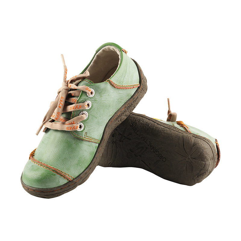 TMA EYES Women Leather Handstitched Walking Shoes Casual Sneakers for Travel Work
