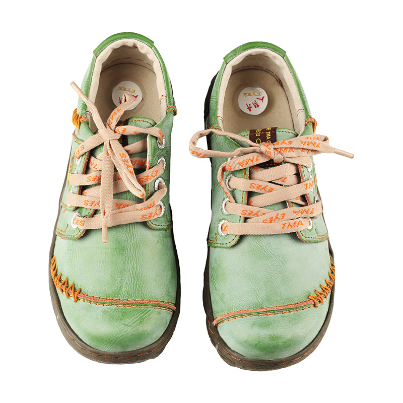 TMA EYES Women Leather Handstitched Walking Shoes Casual Sneakers for Travel Work