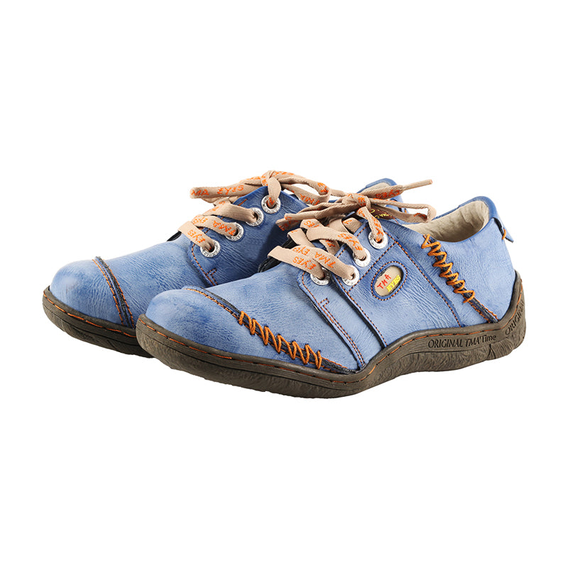TMA EYES Women Leather Handstitched Walking Shoes Casual Sneakers for Travel Work