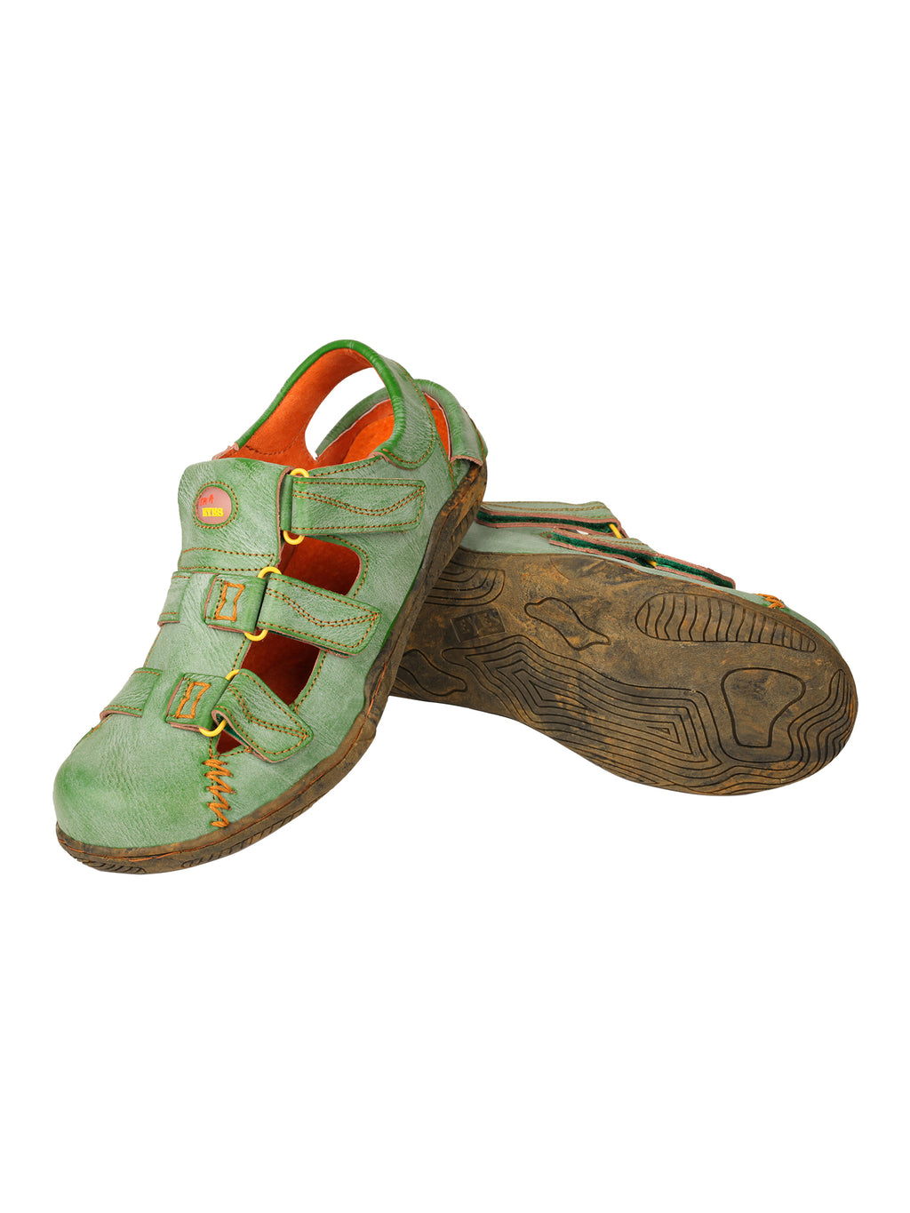 TMA EYES Women's Hook and Loop Closed-Toe Leather Sandal