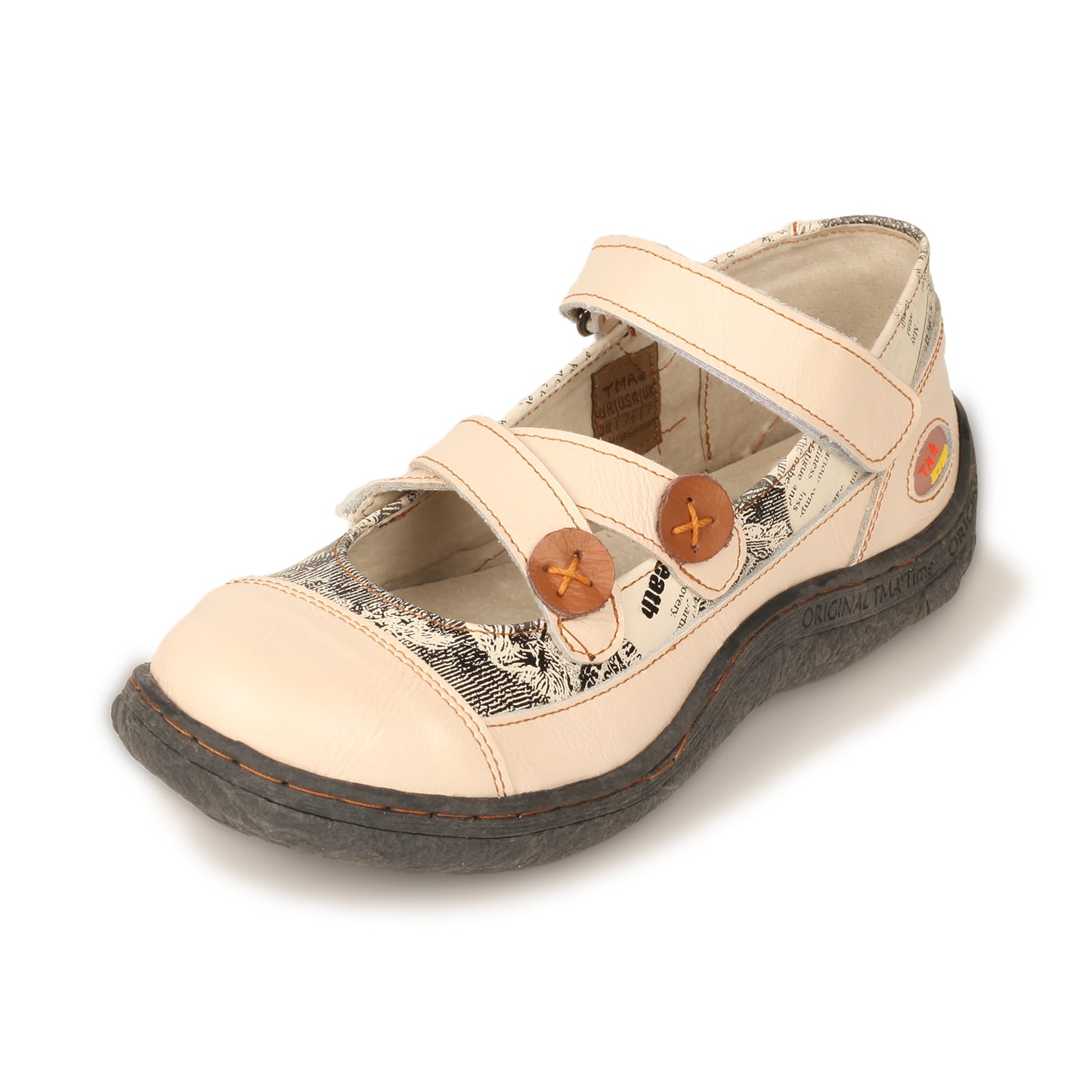 TMA EYES Button Criss Cross Strap Leather Women Flat Shoes
