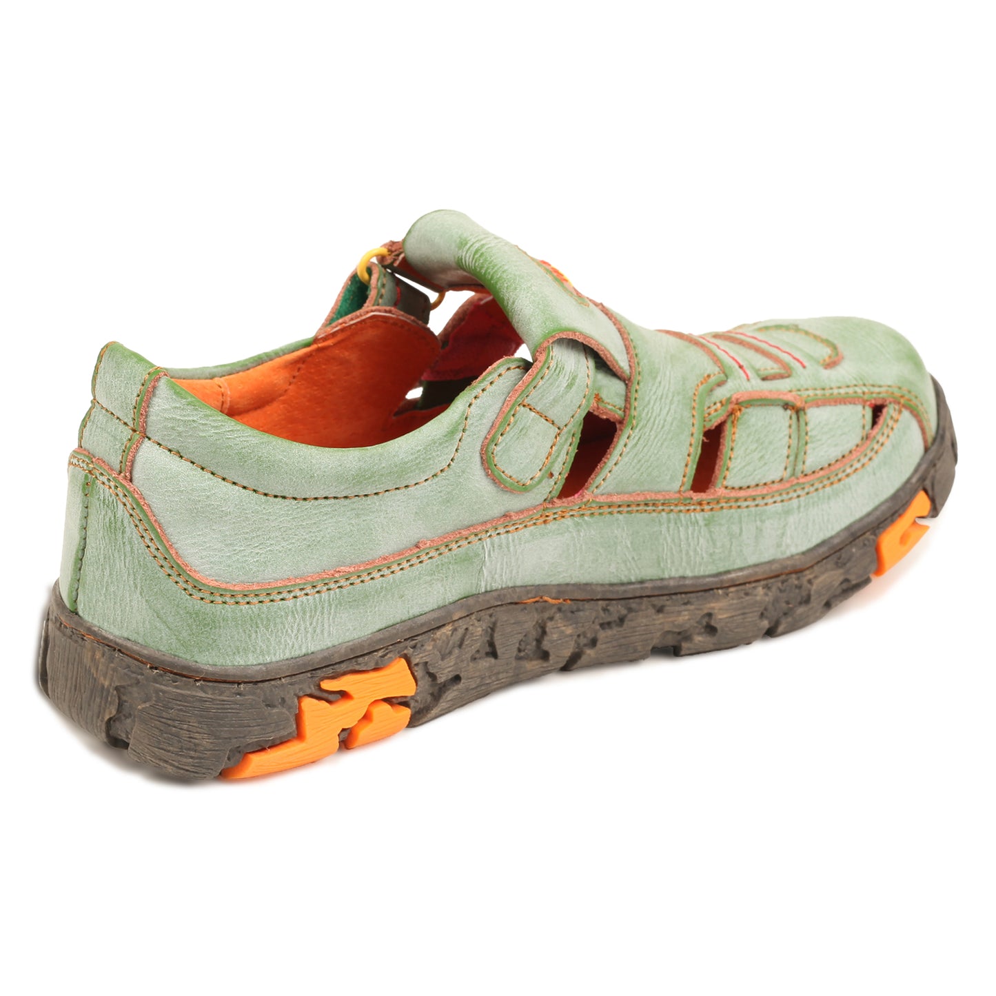 TMA EYES Womens Hand Stitching Leaher Shoes with Hollow Breathable Hook and Loop Slip-on Casual Shoes