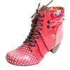 TMA EYES & MAiA Polka Dot LEather Women Boots With Moccasin Hand Stitching
