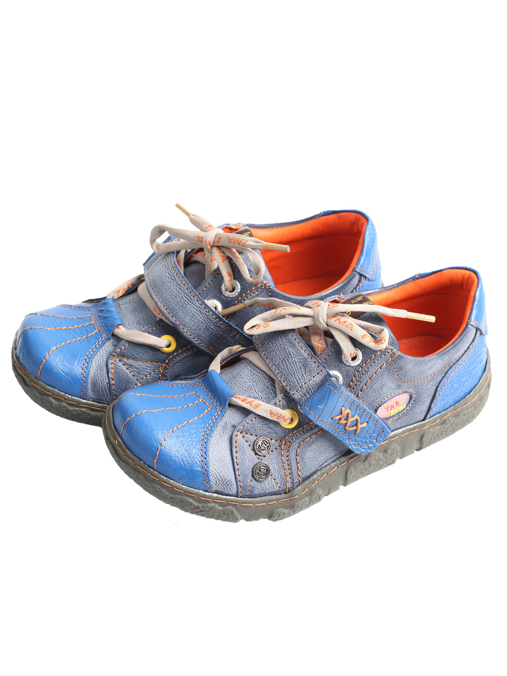 TMA EYES Hand Stitching Leather and Washed PU Leather Flat Women's Shoes with Plus Size