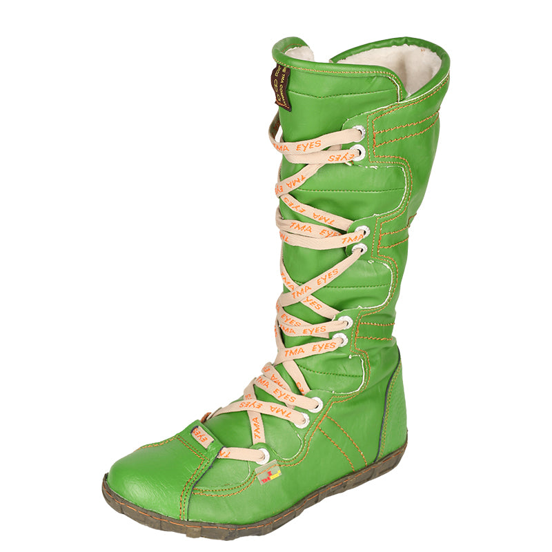 TMA EYES Snake-Embossed Leather and PU Upper Women's Tall Boot