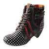 TMA EYES & MAiA Polka Dot LEather Women Boots With Moccasin Hand Stitching