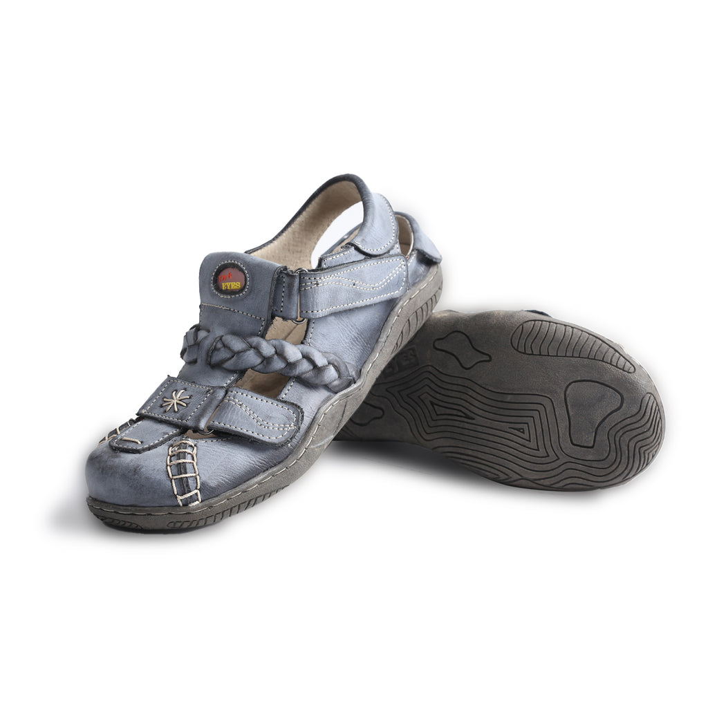 TMA EYES Women's Braided Closed-Toe Leather Sandal