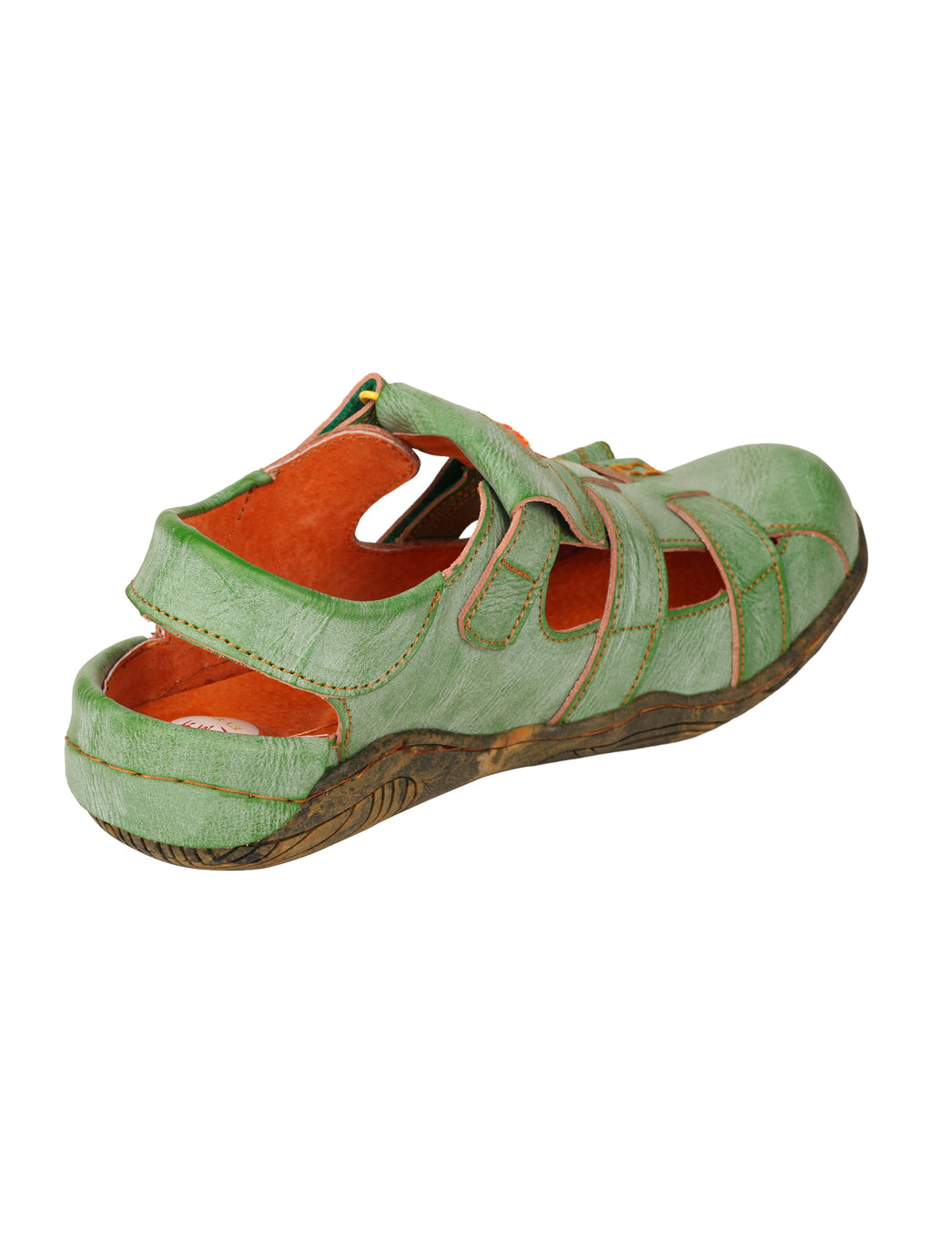 TMA EYES Women's Hook and Loop Closed-Toe Leather Sandal
