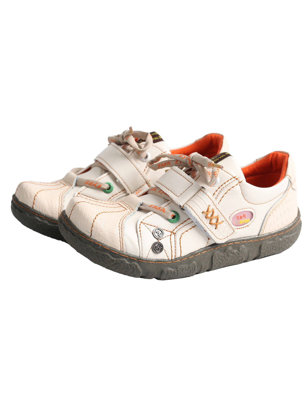 TMA EYES Hand Stitching Leather and Washed PU Leather Flat Women's Shoes with Plus Size