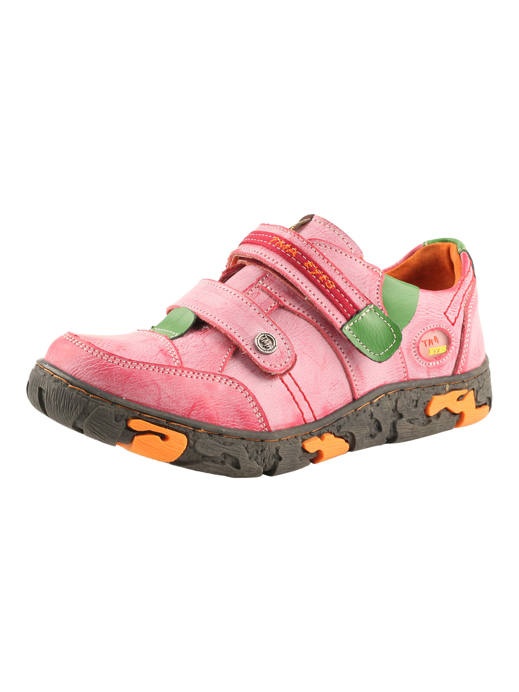 TMA EYES  Women's Walking Leather Shoes Hook and Loop Casual Shoes