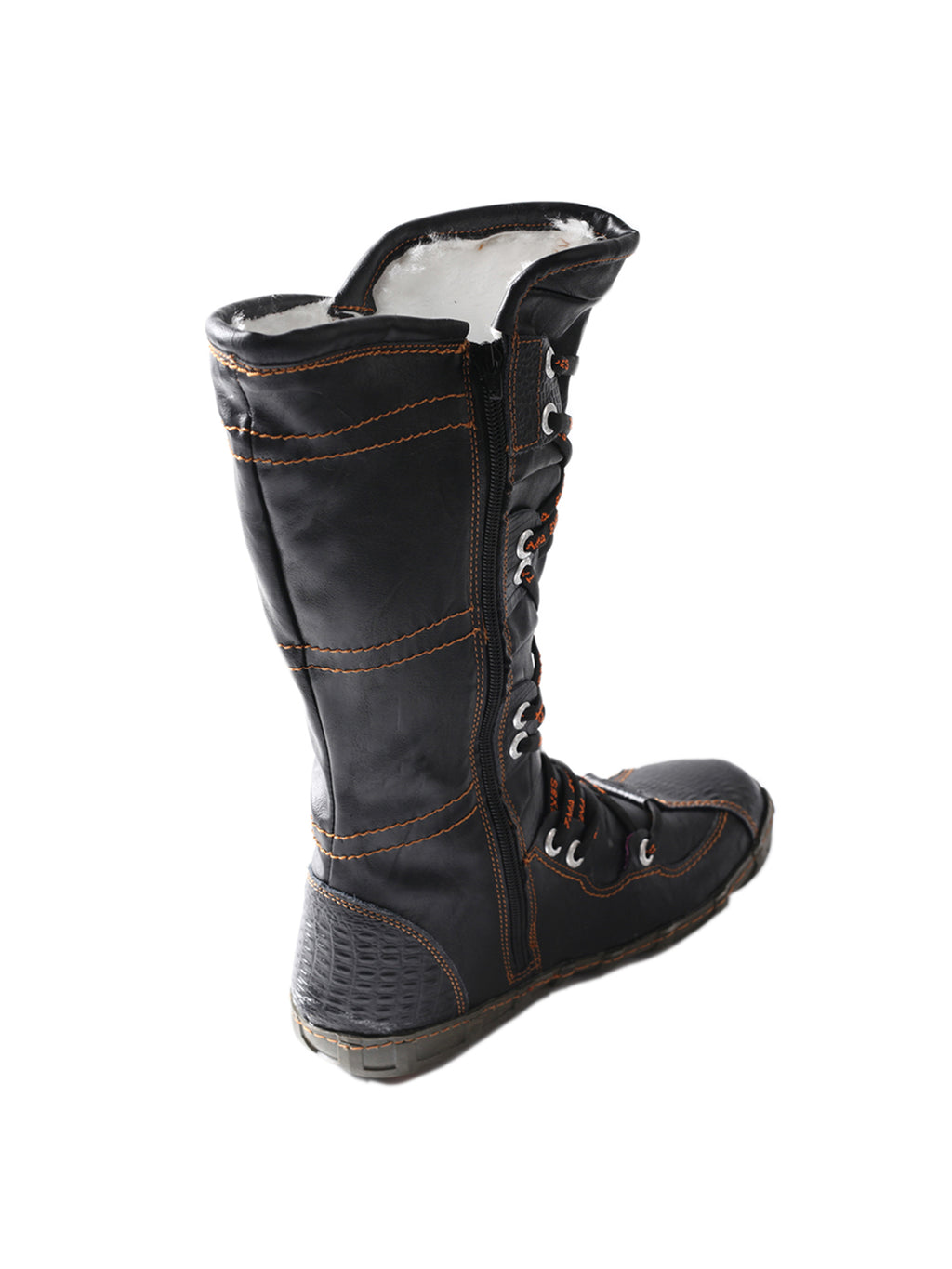 TMA EYES Snake-Embossed Leather and PU Upper Women's Tall Boot