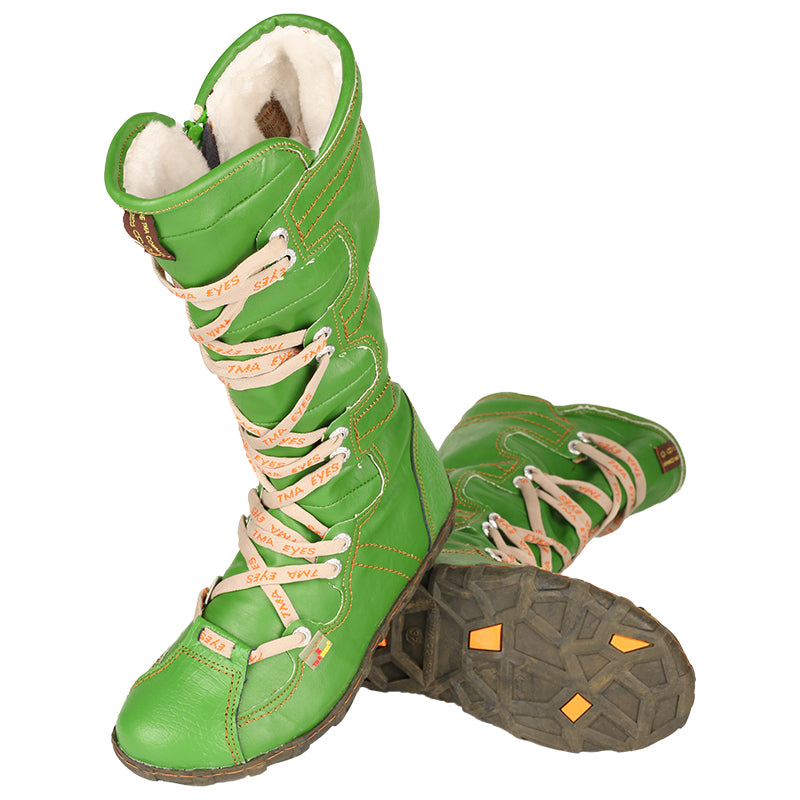 TMA EYES Snake-Embossed Leather and PU Upper Women's Tall Boot