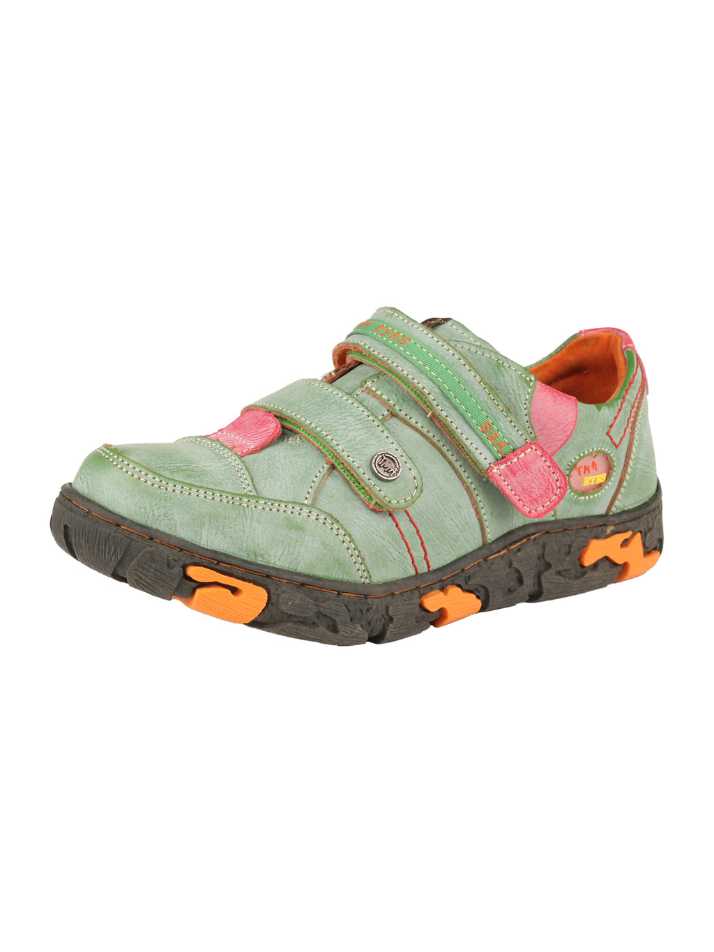 TMA EYES  Women's Walking Leather Shoes Hook and Loop Casual Shoes