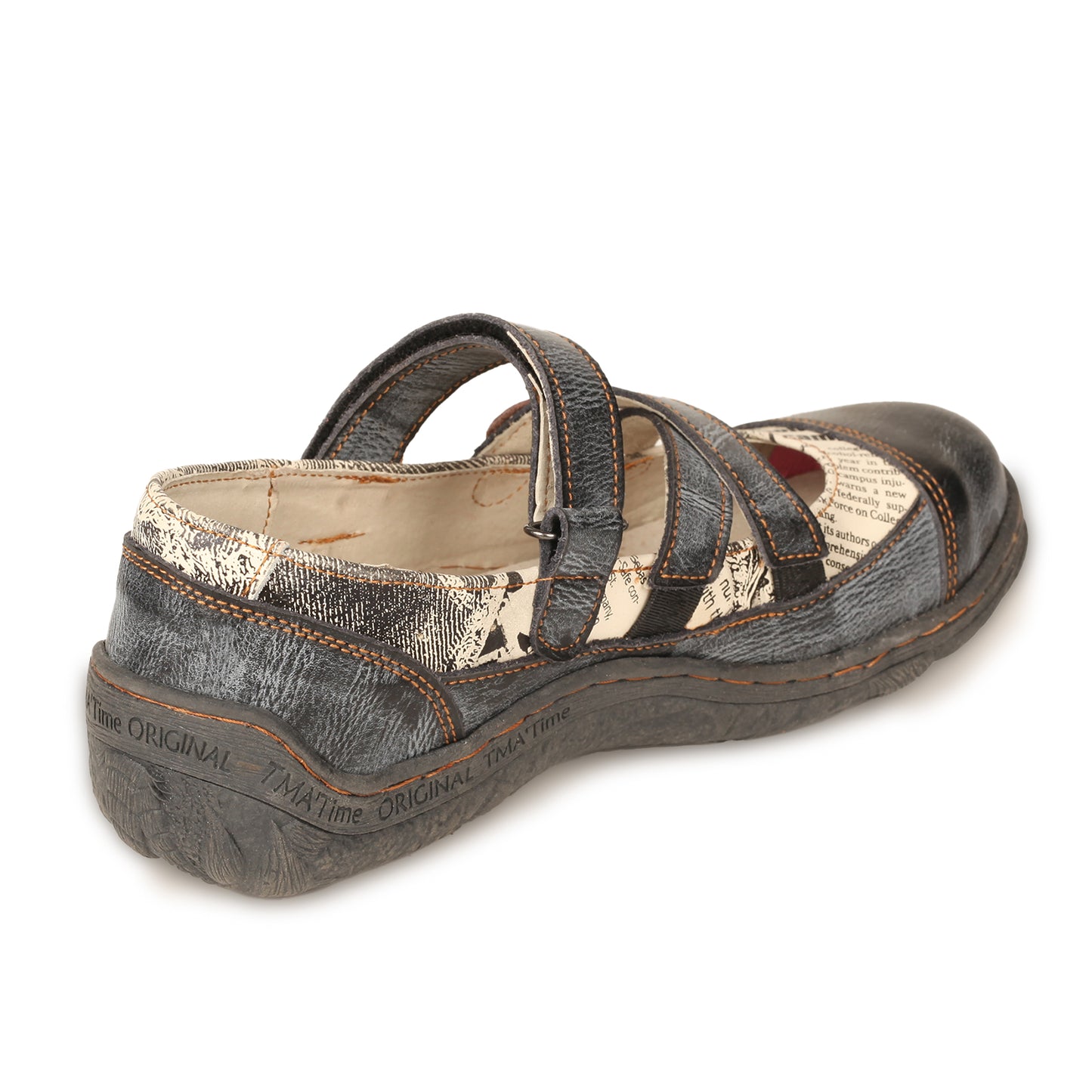 TMA EYES Button Criss Cross Strap Leather Women Flat Shoes