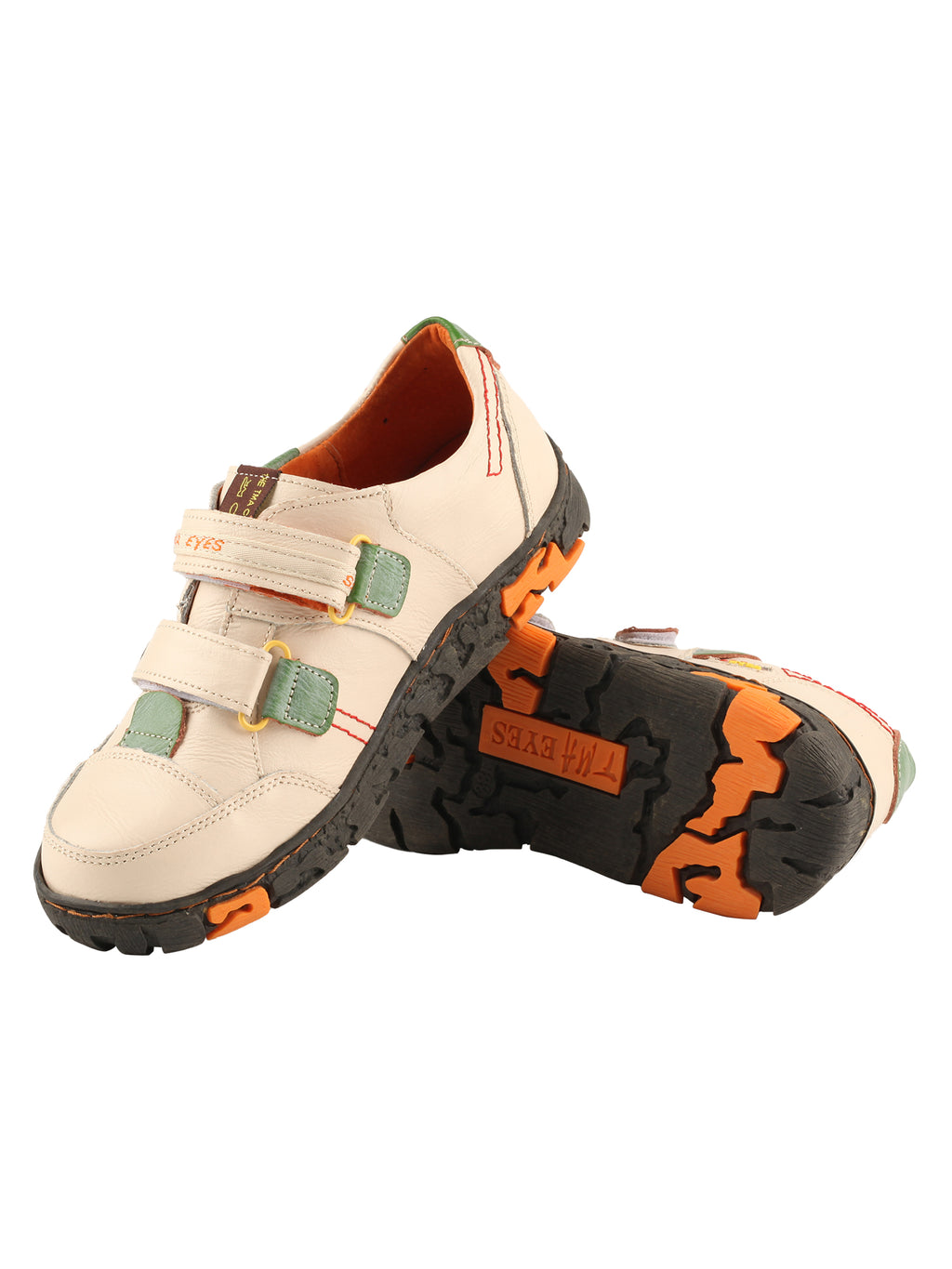 TMA EYES  Women's Walking Leather Shoes Hook and Loop Casual Shoes