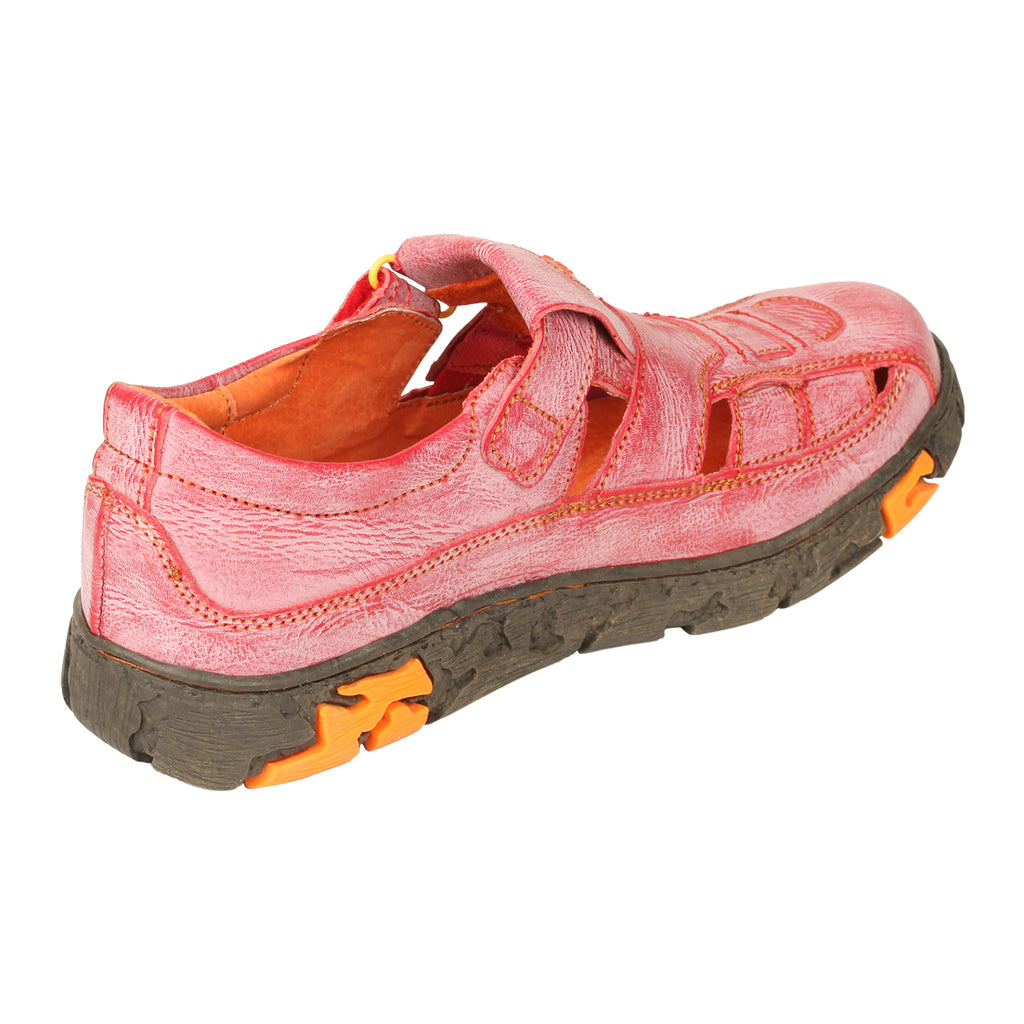 TMA EYES Womens Hand Stitching Leaher Shoes with Hollow Breathable Hook and Loop Slip-on Casual Shoes