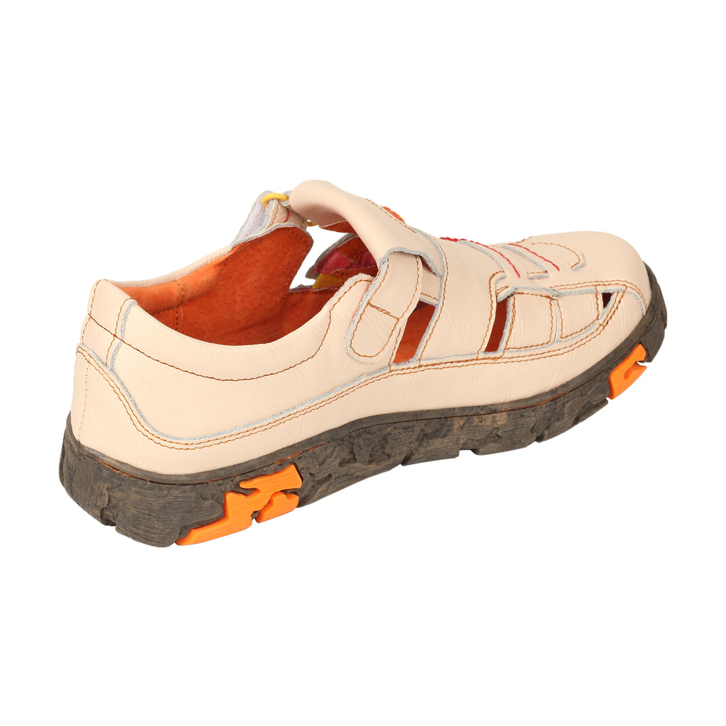 TMA EYES Womens Hand Stitching Leaher Shoes with Hollow Breathable Hook and Loop Slip-on Casual Shoes