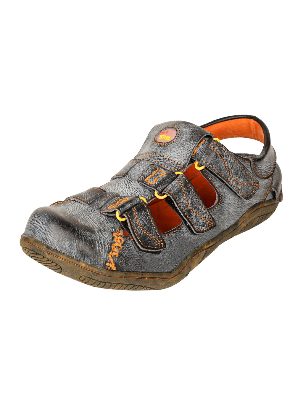 TMA EYES Women's Hook and Loop Closed-Toe Leather Sandal