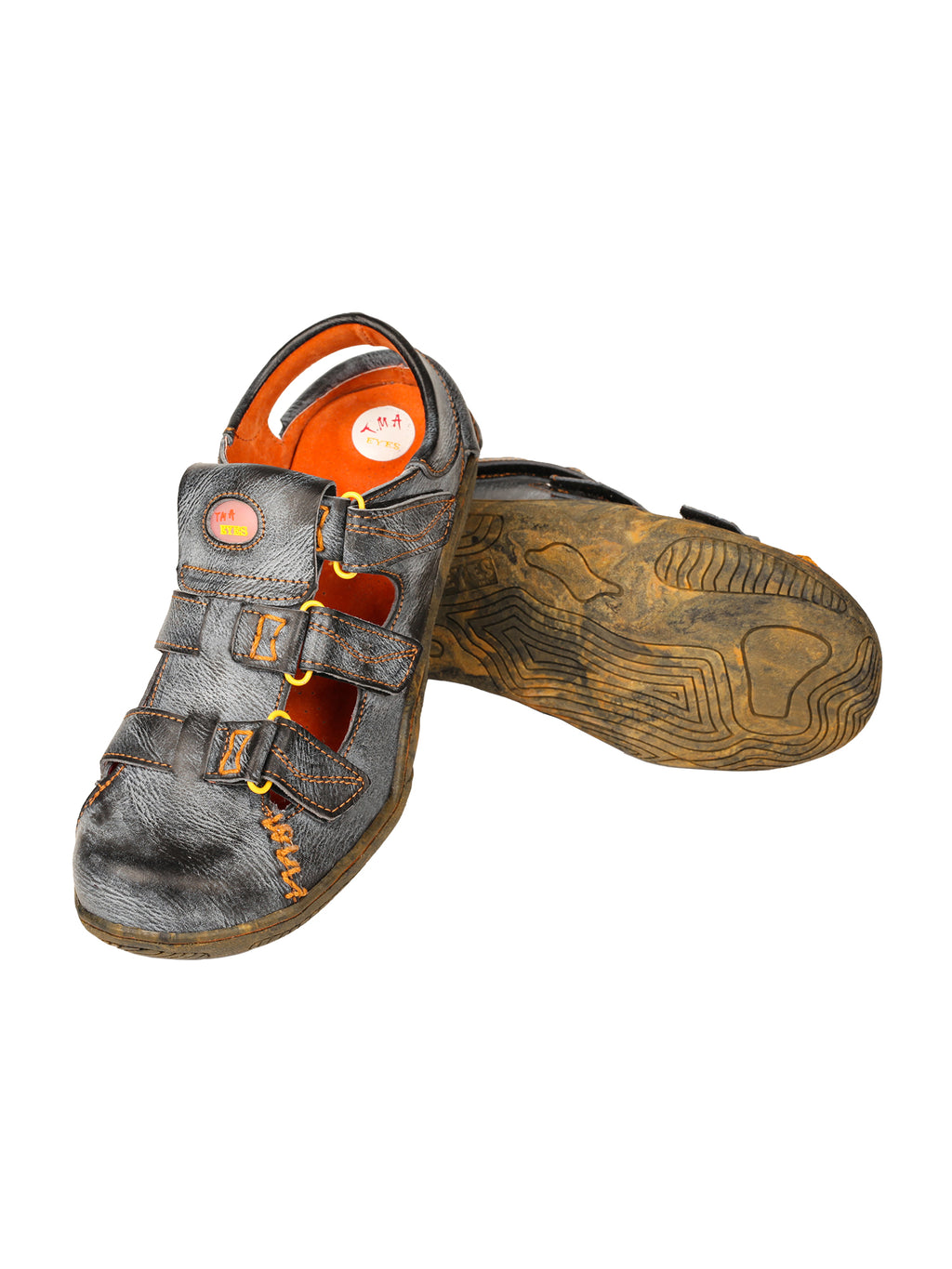 TMA EYES Women's Hook and Loop Closed-Toe Leather Sandal