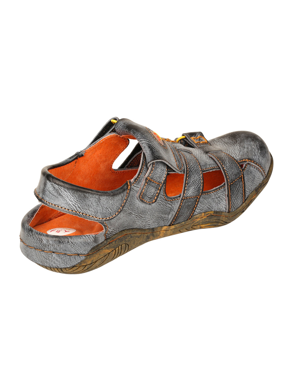 TMA EYES Women's Hook and Loop Closed-Toe Leather Sandal